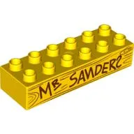 Duplo Brick 2 x 6 with 'MR SANDERS' and Wood Grain Print