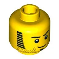 Minifig Head, Beard Stubble with Sideburns, Goatee and Red Scar Print