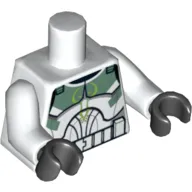Torso Clone Trooper Armour with Sand Green Markings Print, White Arms, Black Hands