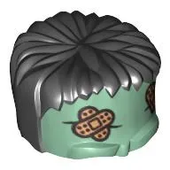 Head Top, Frankenstein Monster with Black Hair and Bandages Print