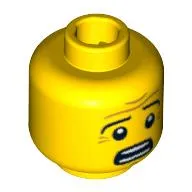 Minifig Head Hazmat Guy, Eyebrows, Wrinkles, Scared Look, Open Mouth, White Pupils Print [Blocked Open Stud]