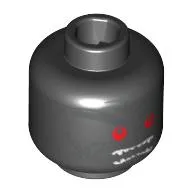 Minifig Head Garmadon, Red Eyes, White Teeth and Silver Wrinkles Print [Blocked Open Stud]