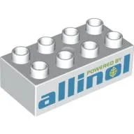 Duplo Brick 2 x 4, with 'POWERED BY allinol' Print