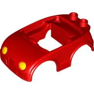 Duplo Car Body with 2 Studs on Back and Yellow Headlights Print (fits over Car Base 2 x 4)