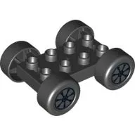 Duplo Car Base, 2 x 4 with Black Tires and Black 7 Spoke Wheels Print