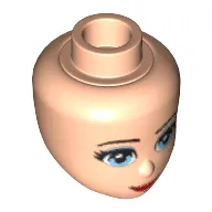 Minidoll Head with Light Blue Eyes with Eye Shadow, Red Lips and Closed Mouth Print