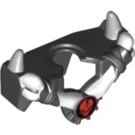 Minifig Neckwear Armour Breastplate Wide with Shoulder Spikes Gray and Ninjago Cracked Red Skull Print