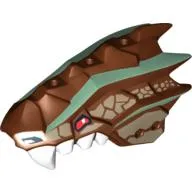 Creature Body Part, Dragon Head Upper Jaw with Scales and Teeth, Sand Green Stripes, and White Teeth Print