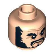 Minifig Head Blackbeard, Bushy Beard, Moustache, Eyebrows Print [Blocked Open Stud]