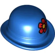 Hat, Bowler with Red Flower with Yellow Centre Print