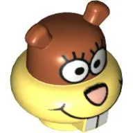 Minifig Head Special, Sandy Cheek with Rust Top Print