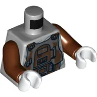 Torso Armor with Rusty/Dirty Plates Print (Dengar), Reddish Brown Arms, White Hands