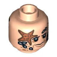 Minifig Head Bootstrap Bill, Barnacles and Starfish Print [Blocked Open Stud]