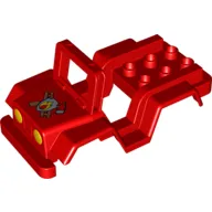 Duplo Car Body Jeep with Headlights and Fire Logo Print