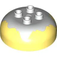 Duplo Brick Round 4 x 4 Dome Top with 2 x 2 Studs - Marbled White 'Frosting'