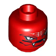 Minifig Head Snappa, White Snake Eyes, Mouth with Fangs Print [Blocked Open Stud]