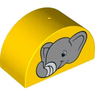 Duplo Brick 2 x 4 x 2 Curved Top with Elephant with Bandage on his Trunk