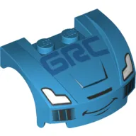 Vehicle Body, Wheel Arch / Mudguard 3 x 4 x 1 2/3 Low Profile, Curved Front with Headlights, 'GRC' and Smile Print (Raoul CaRoule) (9485)