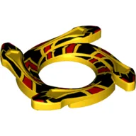 Ring 4 x 4 with 2 x 2 Hole and 4 Snake Head Ends and Red and Black Scales Snake Print (Ninjago Spinner Crown)