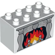 Duplo Brick 2 x 4 x 2 with Fire in Fireplace Print