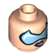 Minifig Head Catwoman, Dual Sided, Purple Lips with Smirk and Eyemask / Arched Eyebrows and Eyelashes Print [Blocked Open Stud]