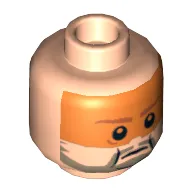 Minifig Head Jek Porkins, Dark Tan Beard and Eyebrows, Orange Visor Print [Blocked Open Stud]