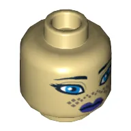 Minifig Head Barriss Offee, Purple Lips, Dark Tan Tattoo Print [Blocked Open Stud]
