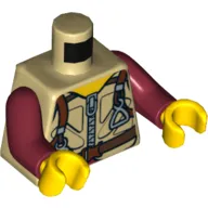 Torso Ballistic Vest with Harness and Carabiner Print, Dark Red Arms, Yellow Hands