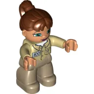 Duplo Figure with Ponytail Reddish Brown, Zoo Shirt