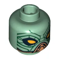 Minifig Head Embo, Large Yellow Eyes / Black Lines Print