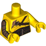 Torso Gladiator Armor with Leather Print, Yellow Arms and Hands with Gold Armor Print on Right