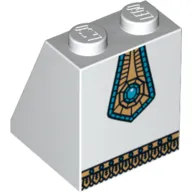 Slope 65° 2 x 2 x 2 with Bottom Tube with Gold Panel with Blue Jewel and Gold Fringe Print [col05-14]