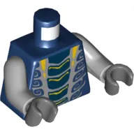 Torso Snake with Yellow and Light Bluish Gray Scales Print (Mezmo), Light Bluish Gray Arms, Dark Bluish Gray Hands