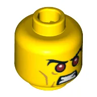 Minifig Head Evil Knight, Red Eyes with Black Bushy Eyebrows and Open Angry Mouth Print [Blocked Open Stud]