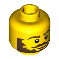 Minifig Head Conquistador, Beard Brown Bushy, Moustache, White Pupils Print