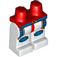 Hips and White Legs with Blue Kneepads, Belt and Pockets with Gold Trim Print