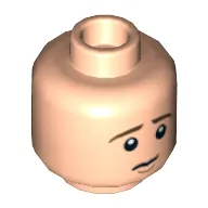 Minifig Head Frodo Baggins, Dual Sided, Brown Eyebrows Worried / Lopsided Smile Print [Hollow Stud]