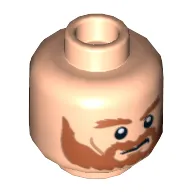 Minifig Head Rohan Soldier / Rebel Trooper, Dual Sided, Orange Shaggy Beard and Eyebrows Frowning / Grimacing Print [Hollow Stud]