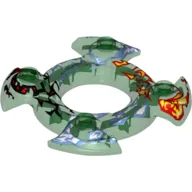 Ring 4 x 4 with 2 x 2 Hole and 4 Swirl Ends with Blue and Red Print (Ninjago Spinner Crown)