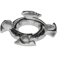 Ring 4 x 4 with 2 x 2 Hole and 4 Swirl Ends with Black and Silver Print (Ninjago Spinner Crown)
