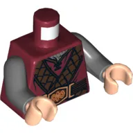 Torso Robe, Leather Straps and Ornate Belt Buckle Print (Gimli), Dark Bluish Gray Arms, Light Nougat Hands