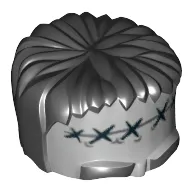 Head Top, Frankenstein Monster with Black Hair and Stitches Print