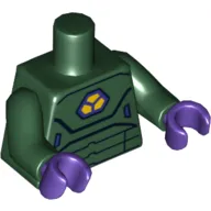 Torso Armor with Yellow and Dark Purple Chest Print, Dark Green Arms, Dark Purple Hands