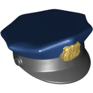 Hat, Police with Molded Badge, Gold, Dark Blue Top Print