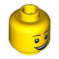 Minifig Head Chicken Suit Guy, Brown Eyebrows, Eyelashes, Open Lopsided Smile and Teeth Print