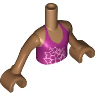 Minidoll Torso Girl with Magenta Top with Floral Print, Medium Nougat Arms with Hands