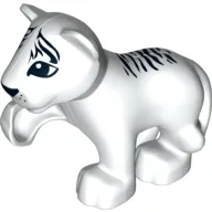 Duplo Animal Tiger Cub with Raised Paw - Black Fur Stripes on Face and Back Print