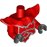 Torso with Molded Shoulder and Waist Extensions, Breastplate with Silver Edges Print, Red Arms, Black Hands