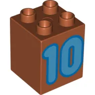 Duplo Brick 2 x 2 x 2 with Medium Blue '10' Print