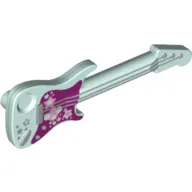 Musical Instrument Guitar Electric with Silver Strings and Stars on Magenta Background Print